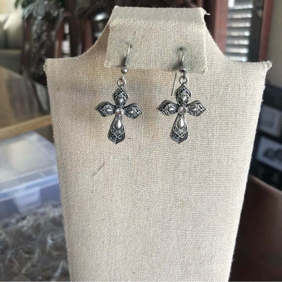 Vintage Jewelry - Vintage Cross Hook Earrings